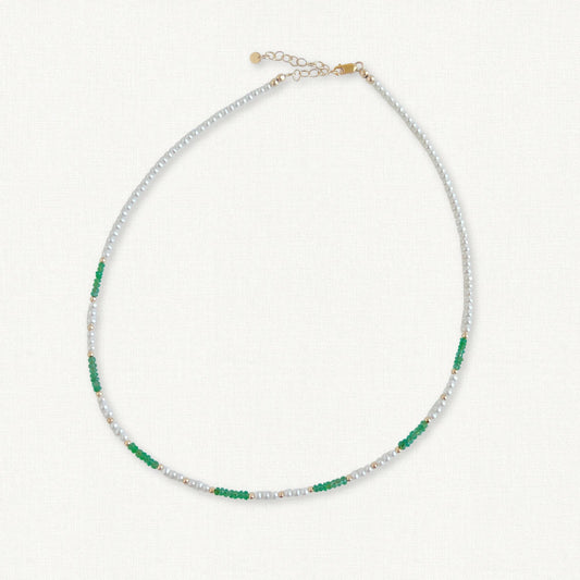 Freshwater Pearl and Emerald Choker Necklace