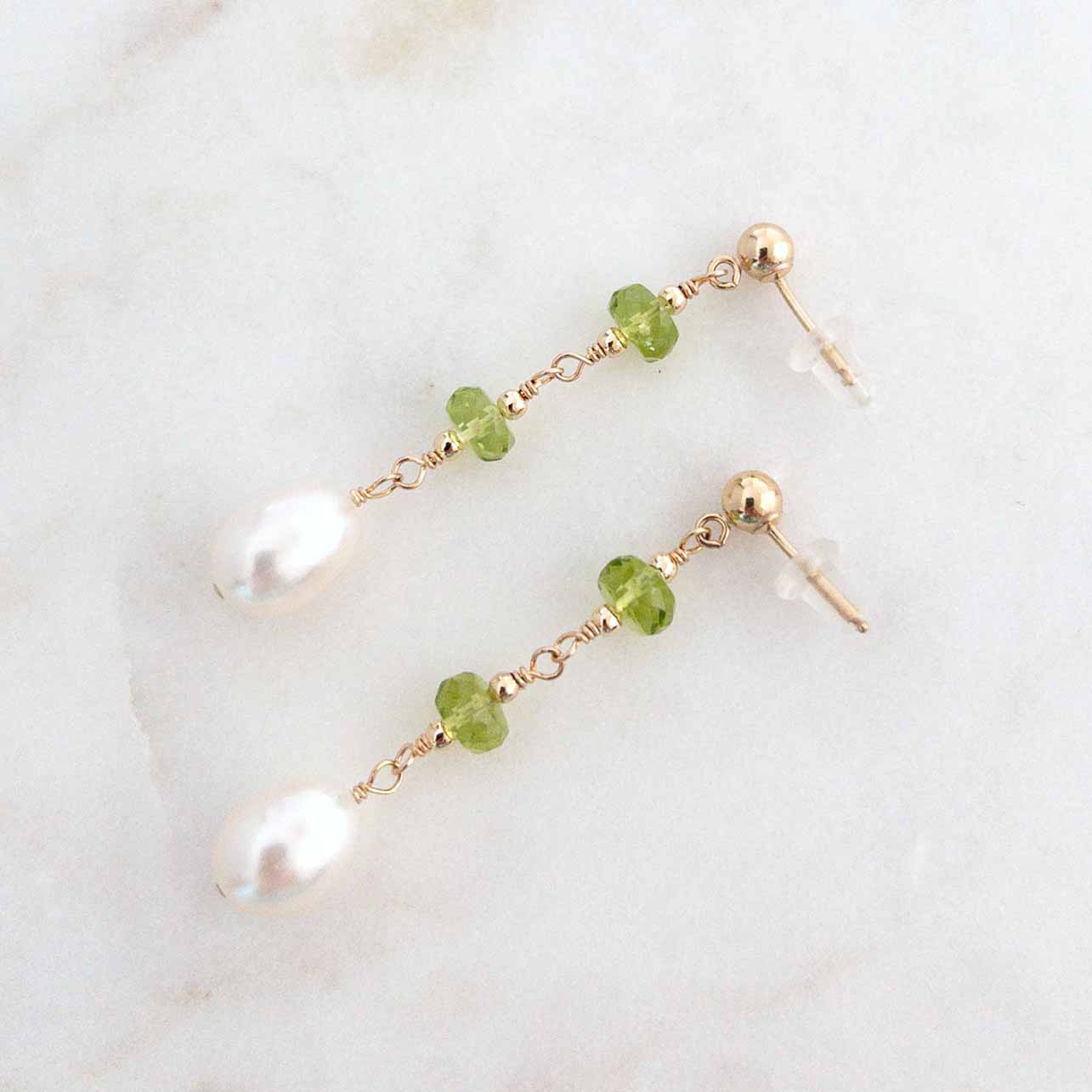 Peridot and Freshwater Pearl Earrings