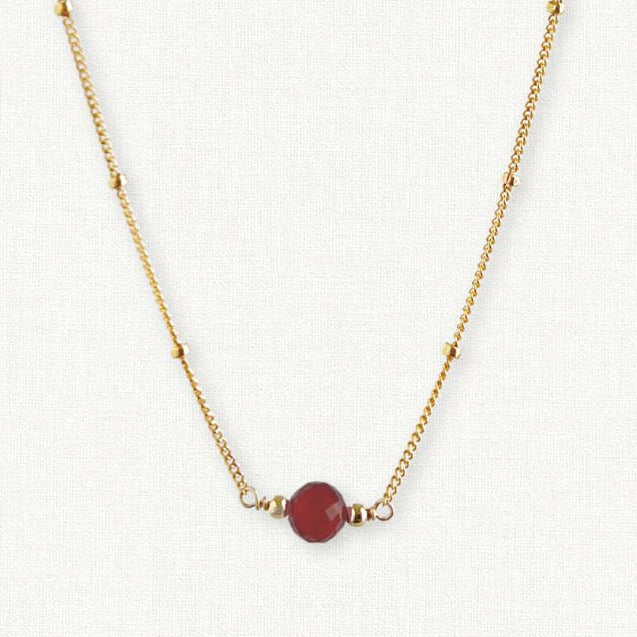 Garnet Orbit Necklace - January Birthstone