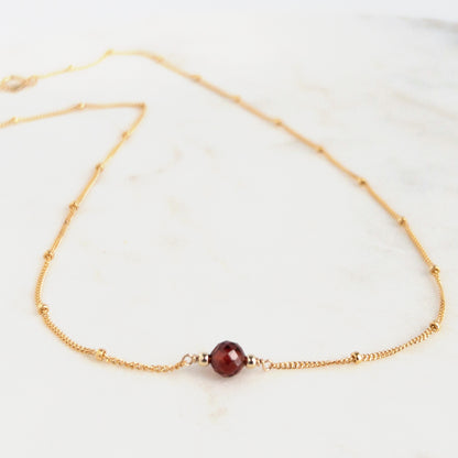 Garnet Orbit Necklace - January Birthstone
