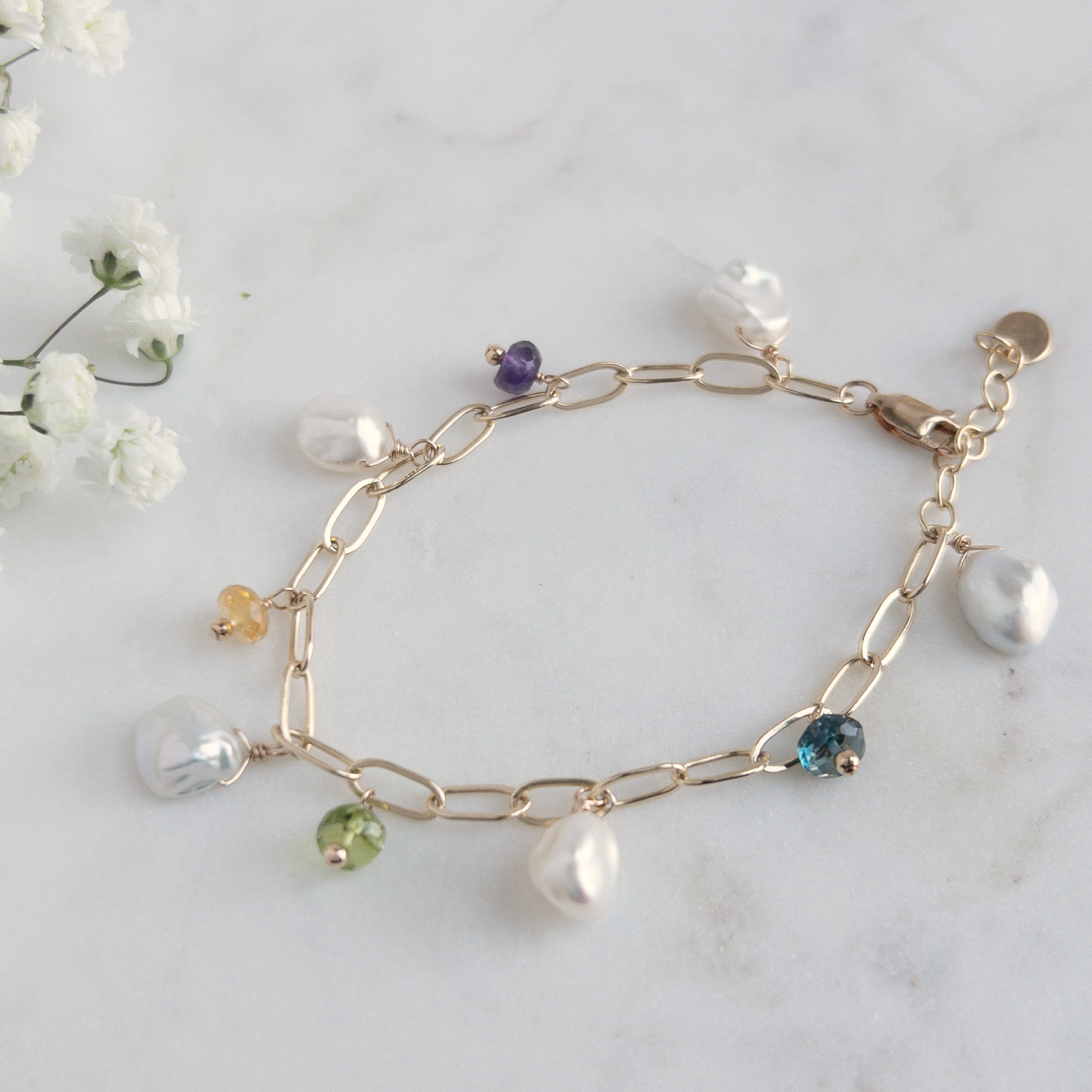 Keshi Pearl Gemstone Bracelet