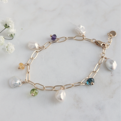 Keshi Pearl Gemstone Bracelet
