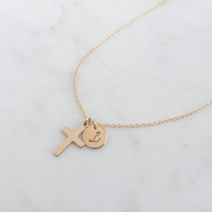 Clara Necklace | Gold Filled Cross Necklace with Optional Charm