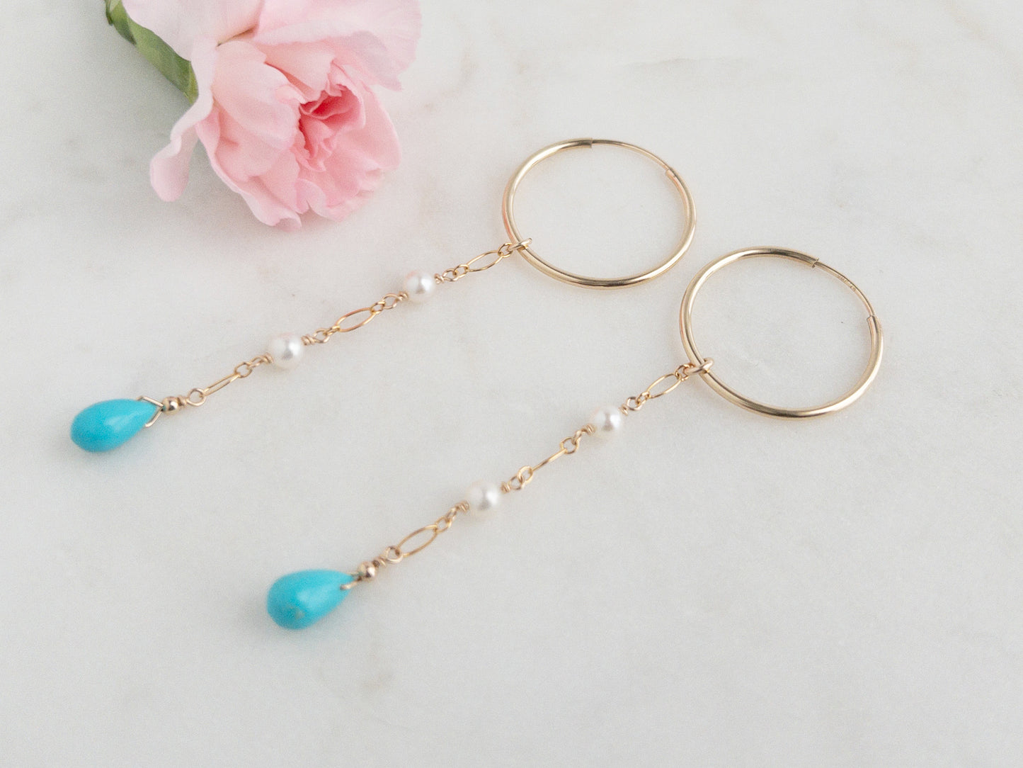 Celeste Sleeping Beauty Turquoise Hoop Earrings