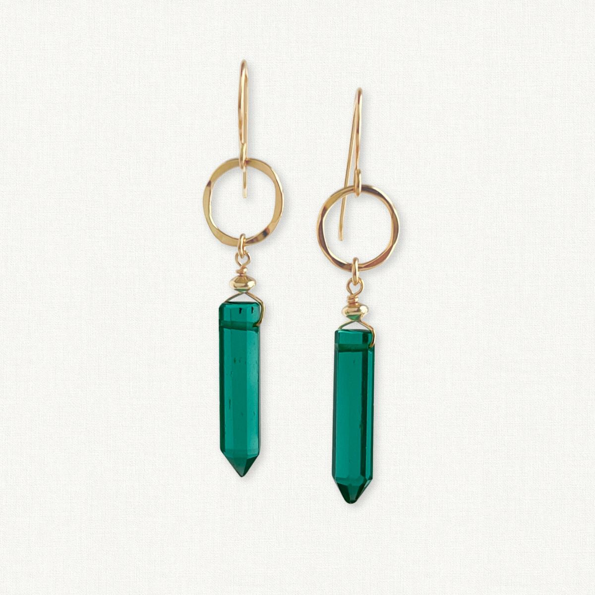 Green Crystal Point Earrings