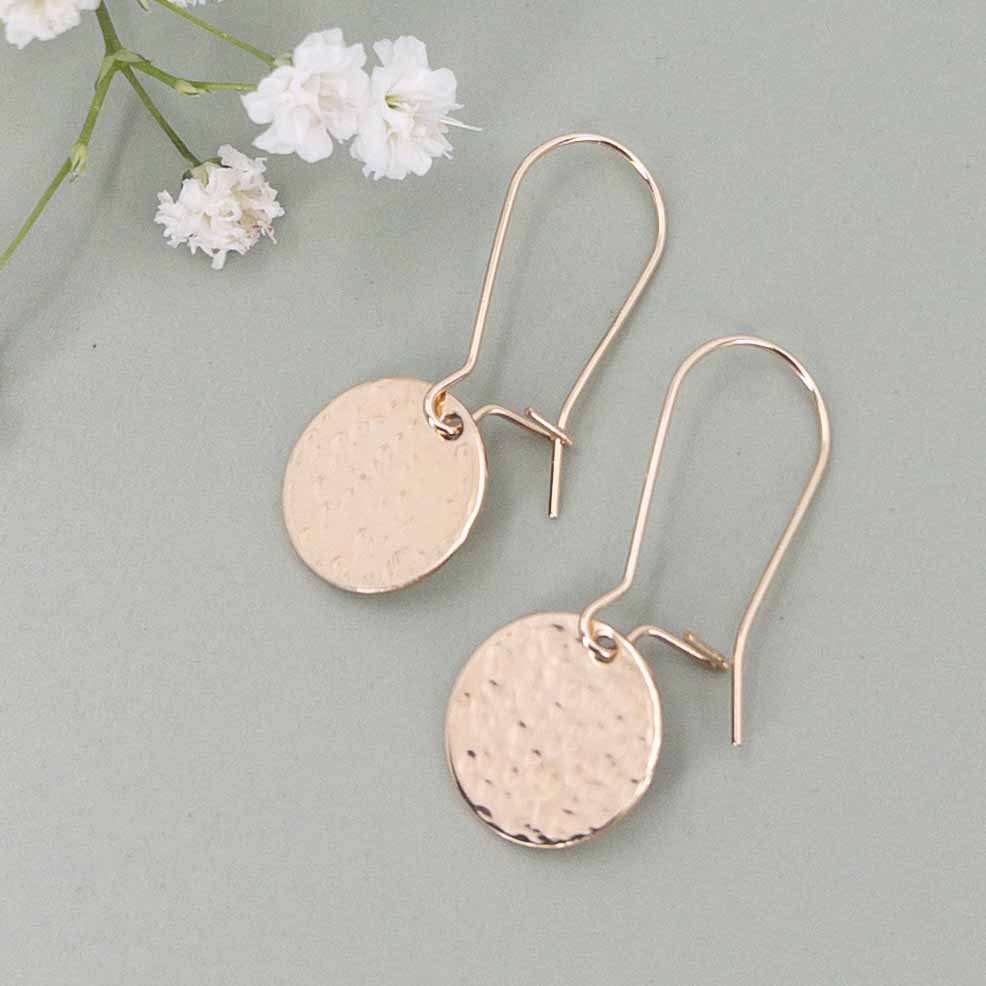 Hammered Disc Dangle Earrings