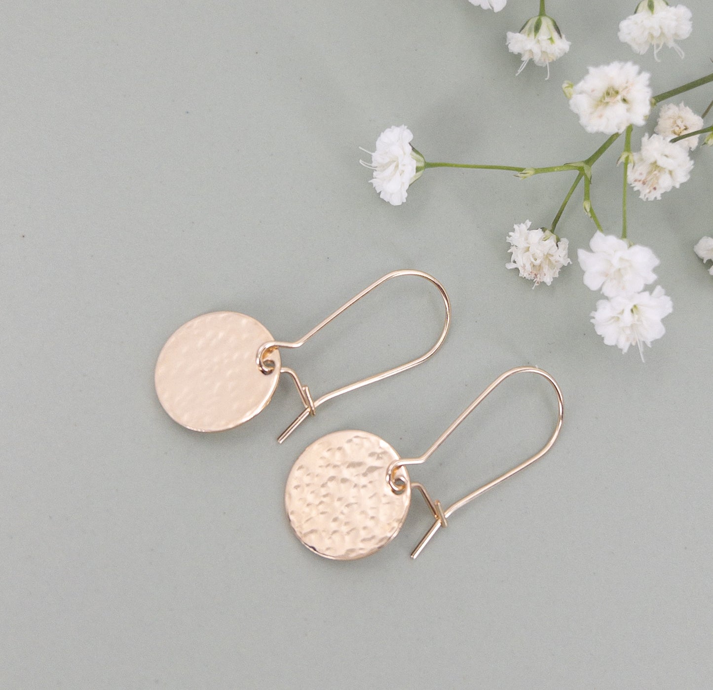 Hammered Disc Dangle Earrings