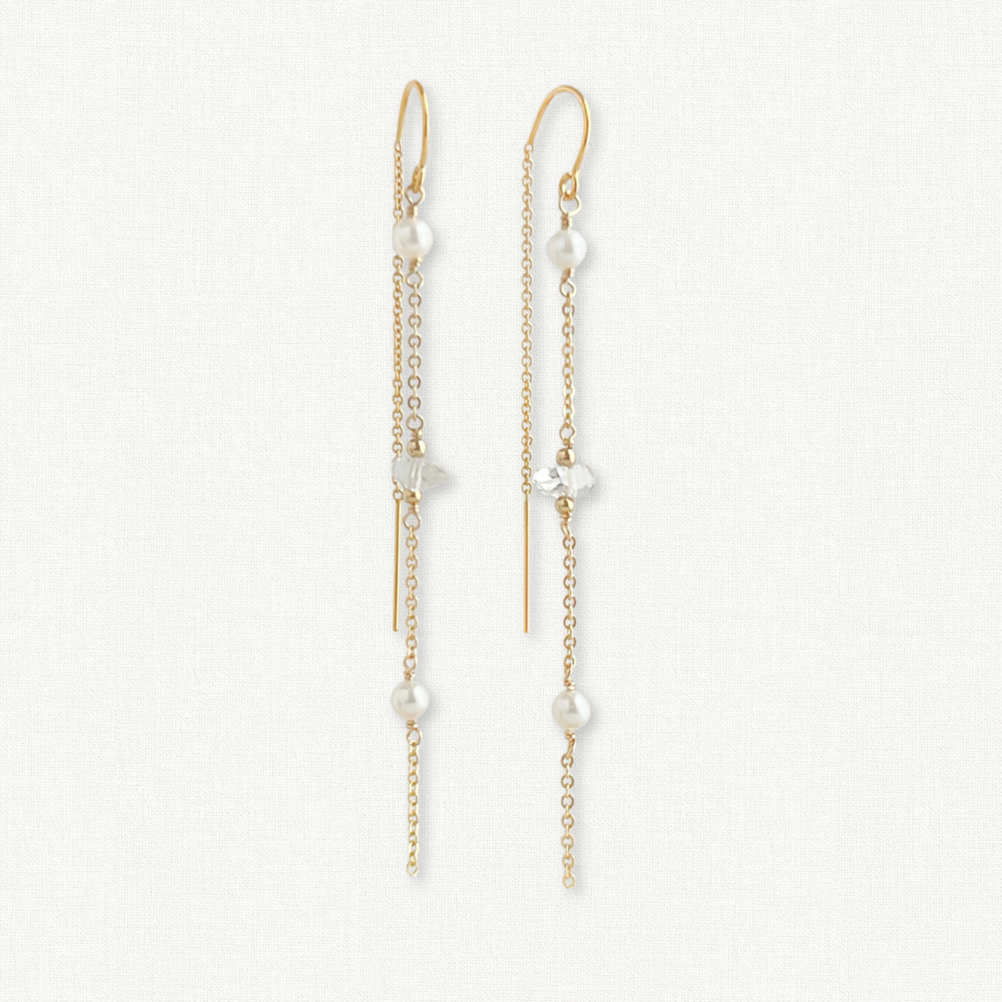 Gigi Crystal and Pearl Threader Earrings