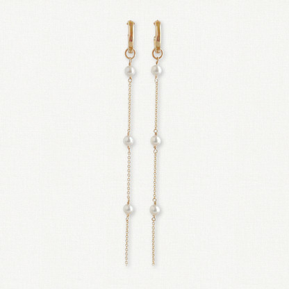 Long Pearl Hoop Earrings