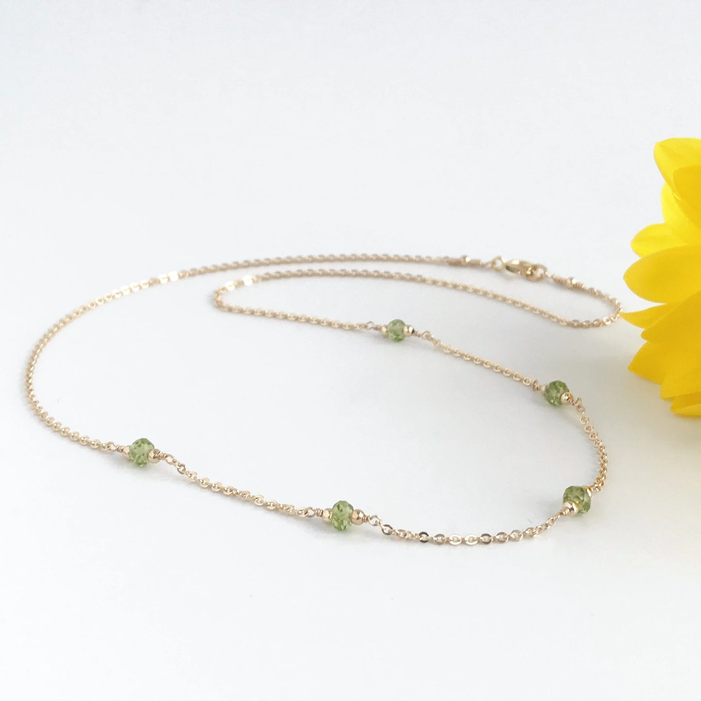 Peridot Station Necklace - August Birthstone Necklace