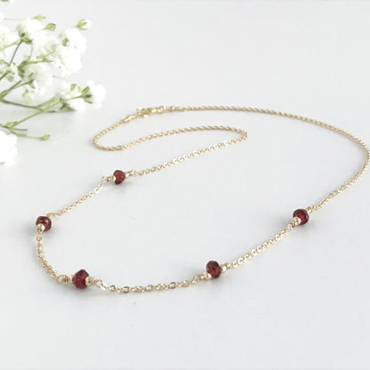 Garnet Station Necklace