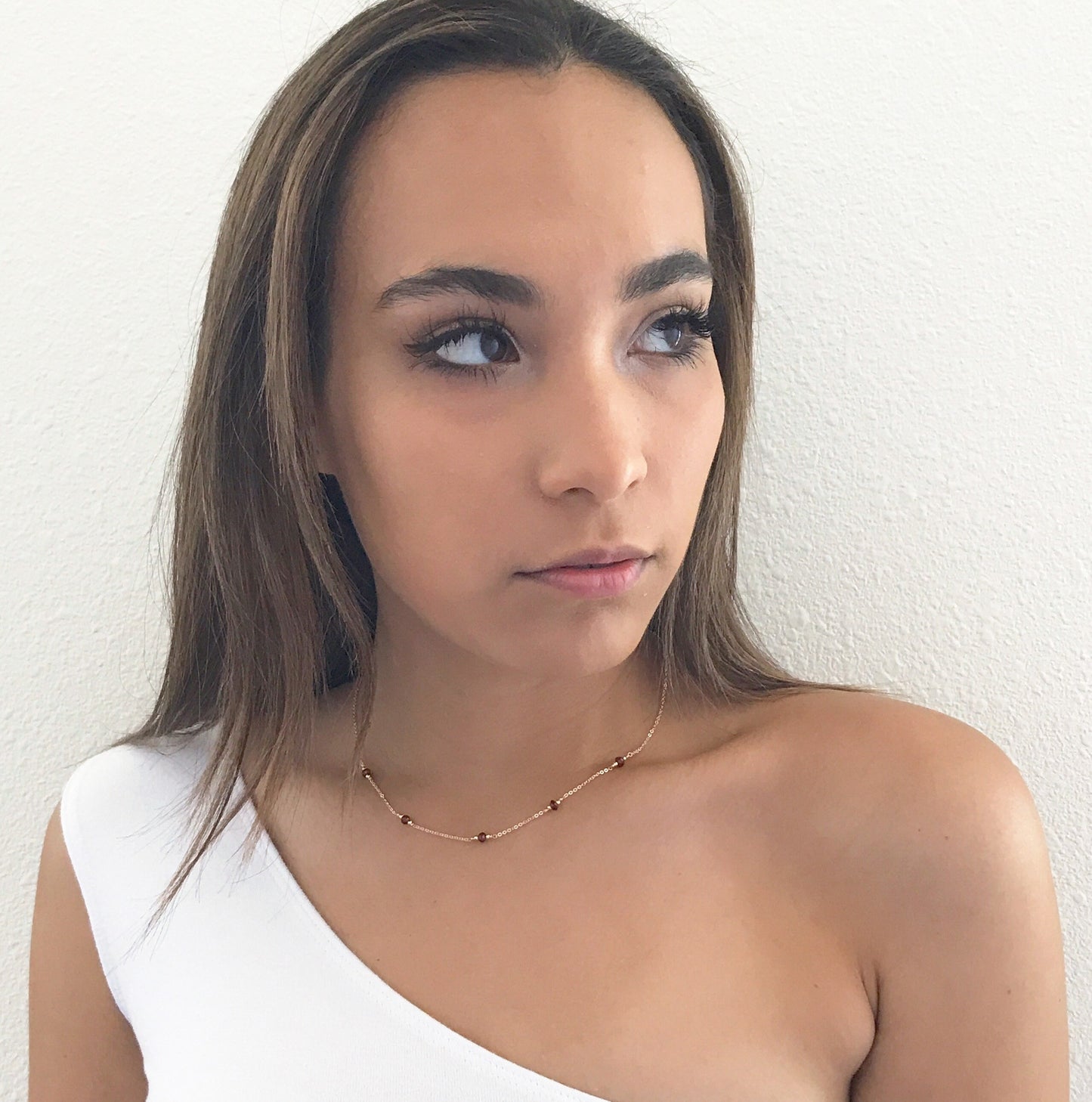 Garnet Station Necklace