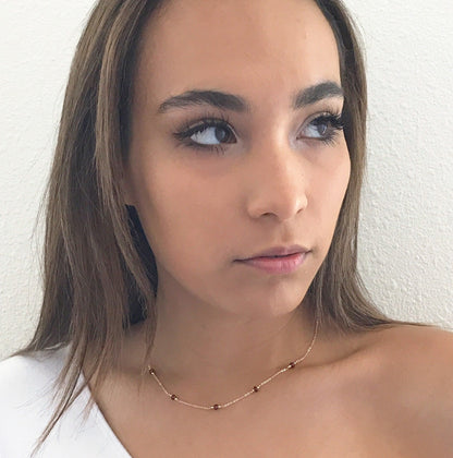 Garnet Station Necklace