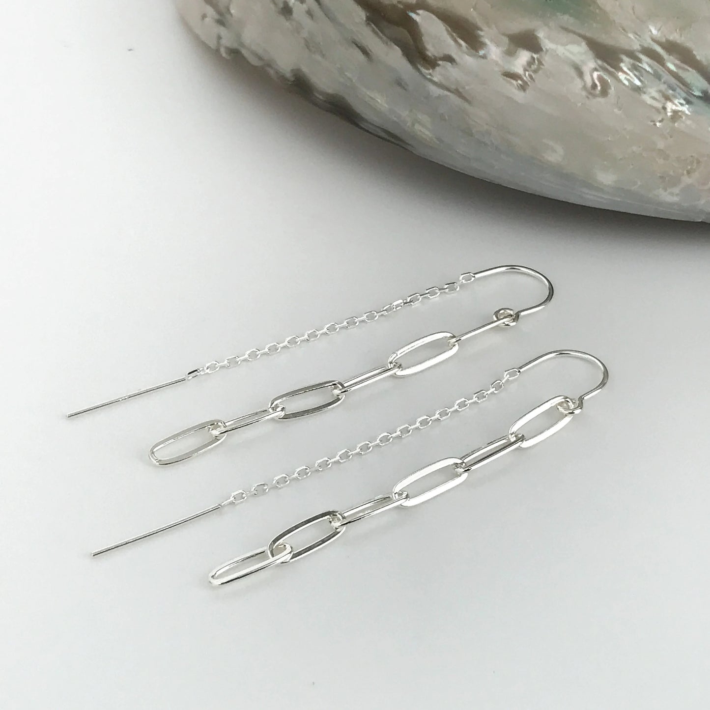 Paperclip Chain Threader Earrings