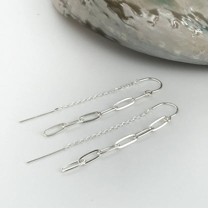 Paperclip Chain Threader Earrings