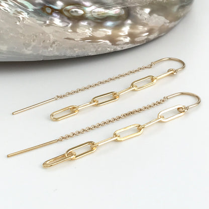 Paperclip Chain Threader Earrings