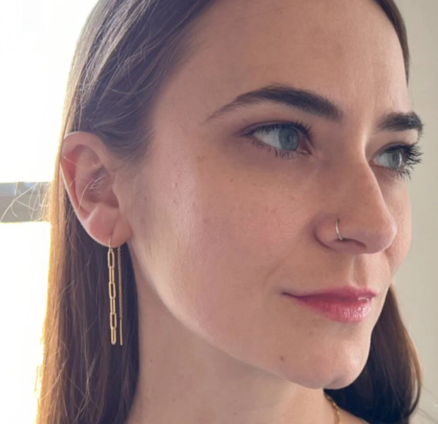 Paperclip Chain Threader Earrings