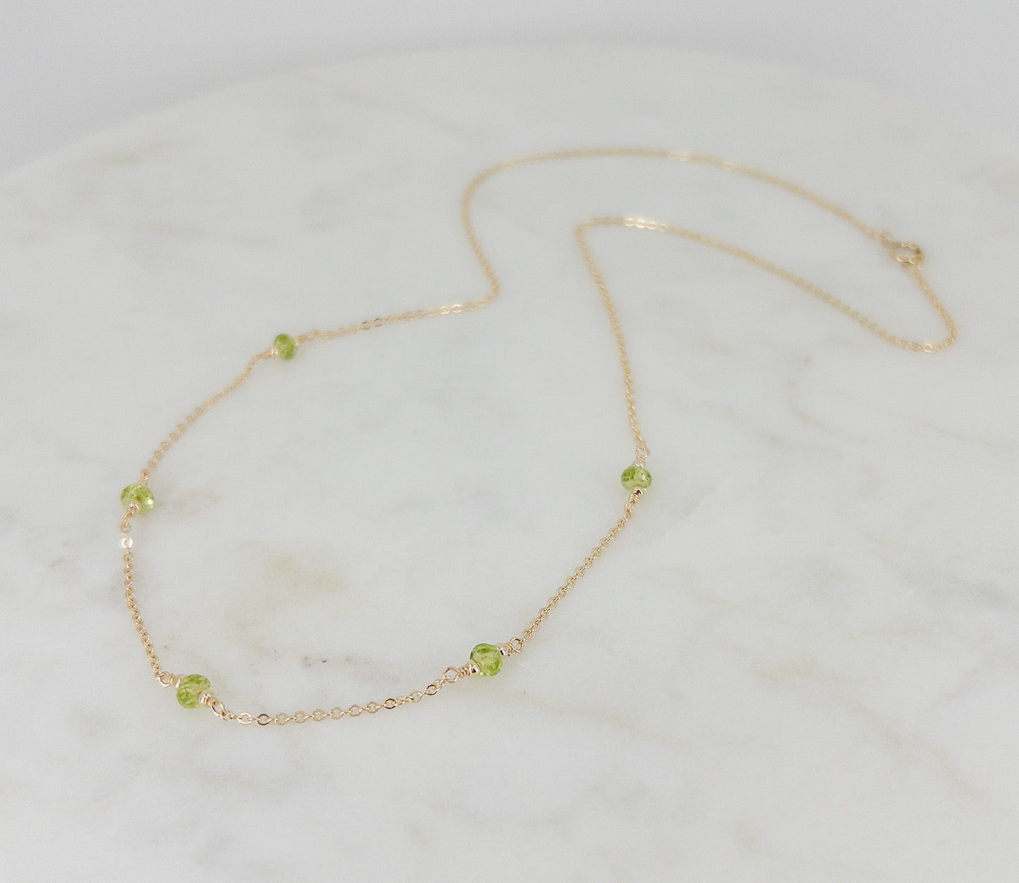 Peridot Station Necklace - August Birthstone Necklace