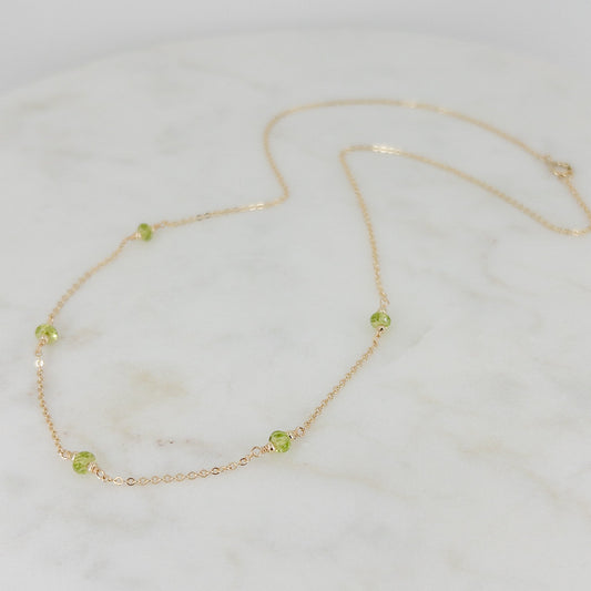 14k gold filled peridot station necklace