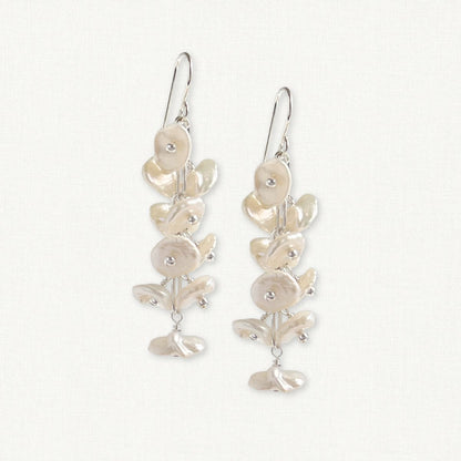 Keshi Pearl Petal Earrings | Bridal Pearl Drop Earrings