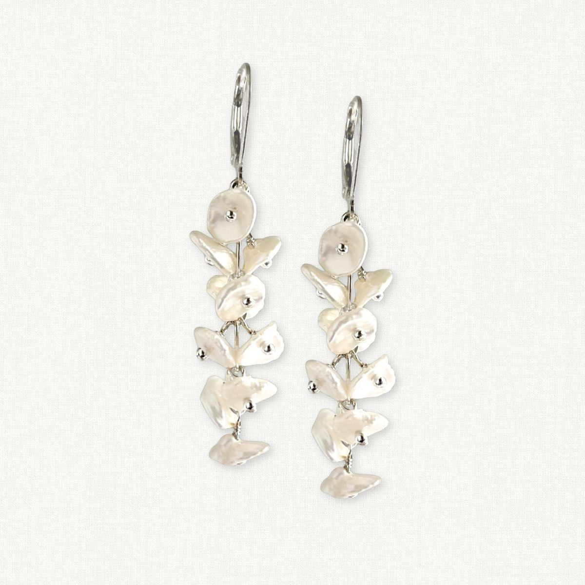 Keshi Pearl Petal Earrings | Bridal Pearl Drop Earrings