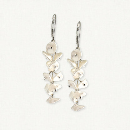 Keshi Pearl Petal Earrings | Bridal Pearl Drop Earrings