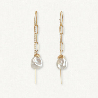 Keshi Pearl Threader Earrings