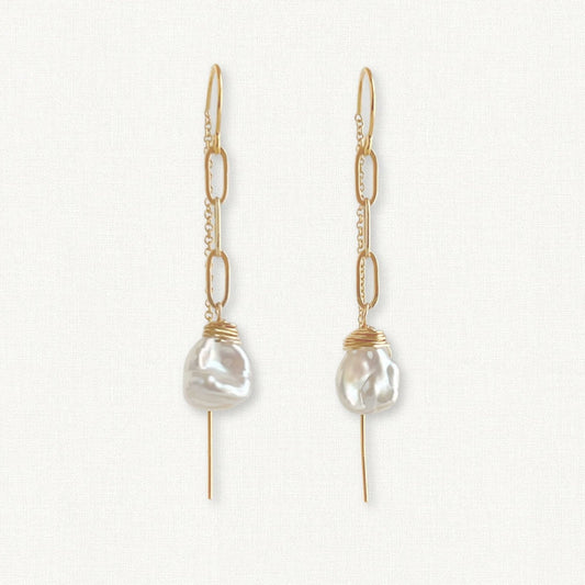 Keshi Pearl Threader Earrings