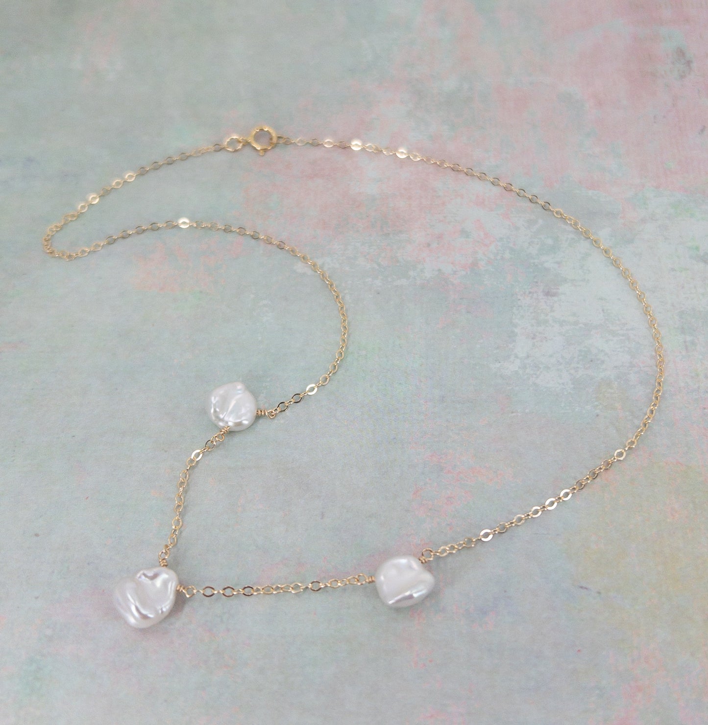 Keshi Pearl Station Necklace