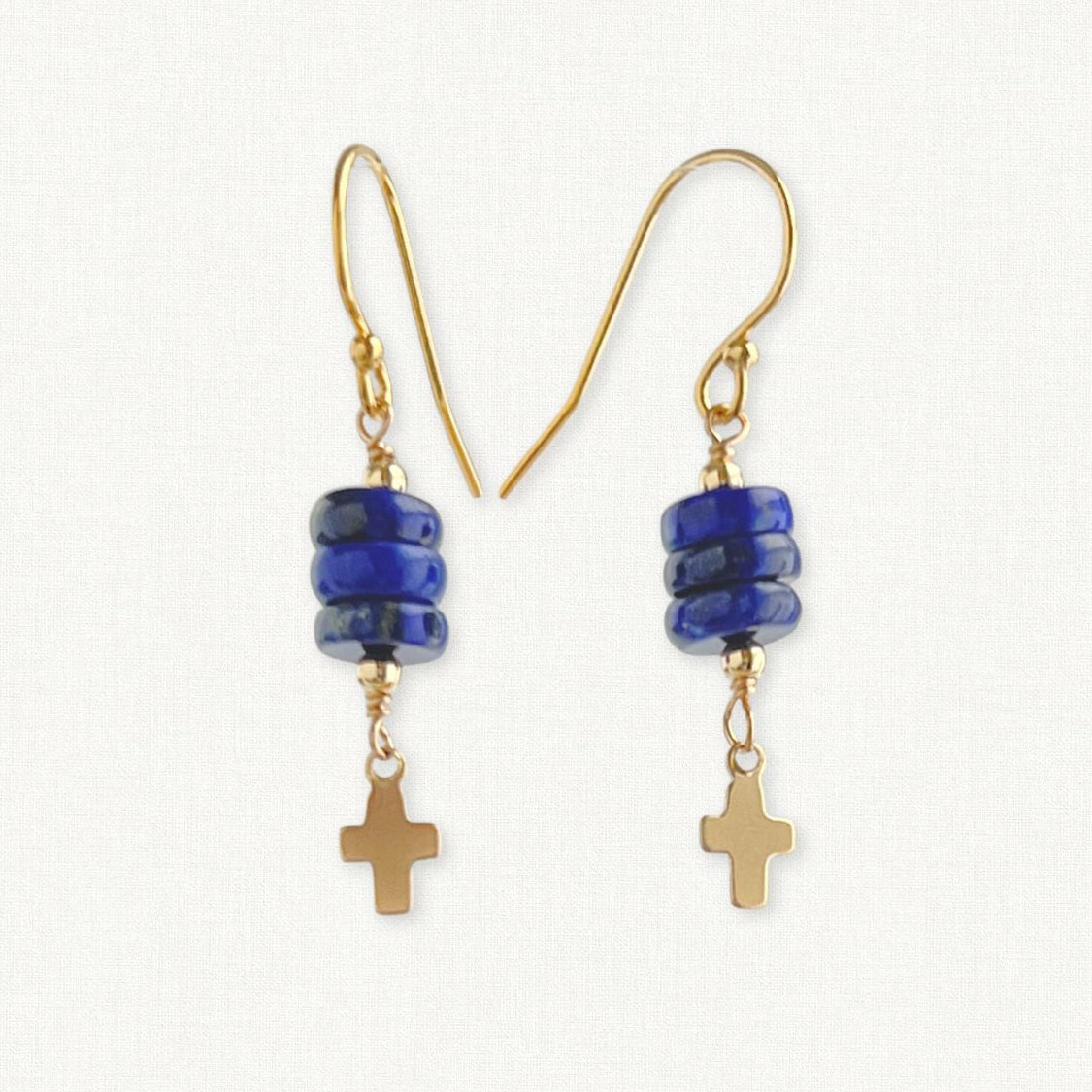 Lapis Cross Dangle Earrings