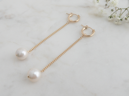 Raja Large Baroque Pearl Huggie Hoop Earrings