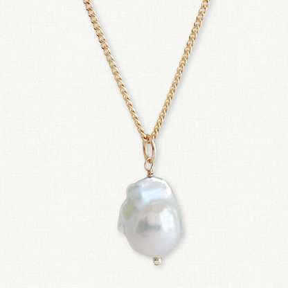 Baroque Pearl Necklace or Gold Curb Chain