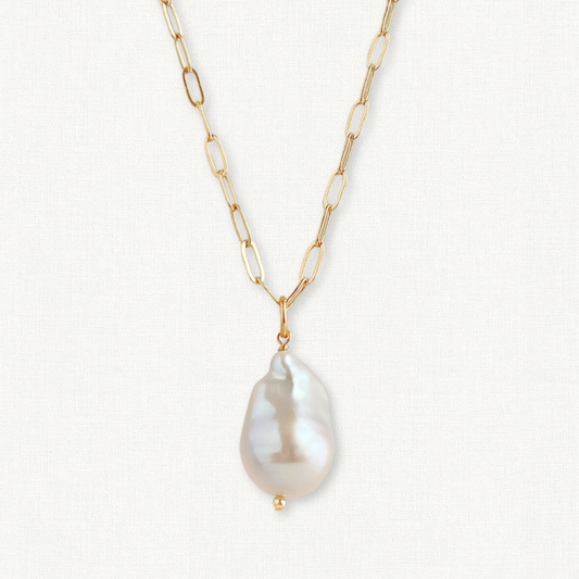 Raja Paperclip Chain Baroque Pearl Necklace