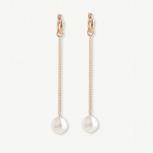 Large Baroque Pearl Huggie Hoop Earrings