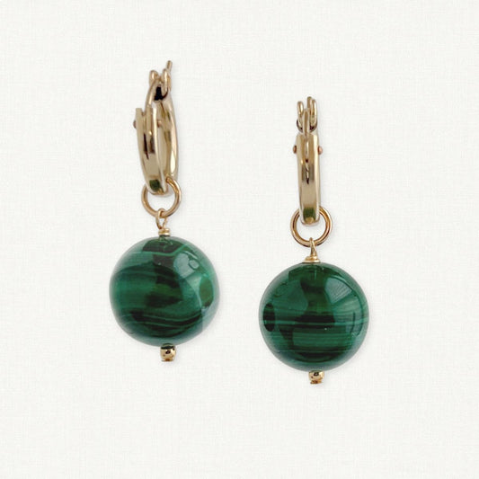 Large Malachite Hoop Earrings
