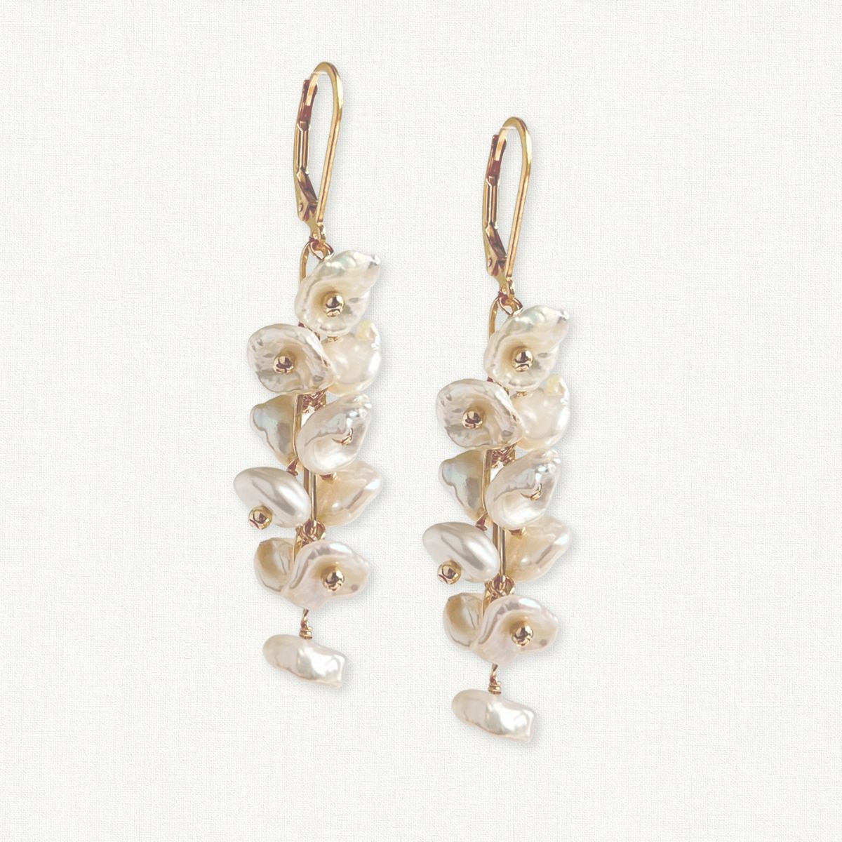 Keshi Pearl Petal Earrings | Bridal Pearl Drop Earrings