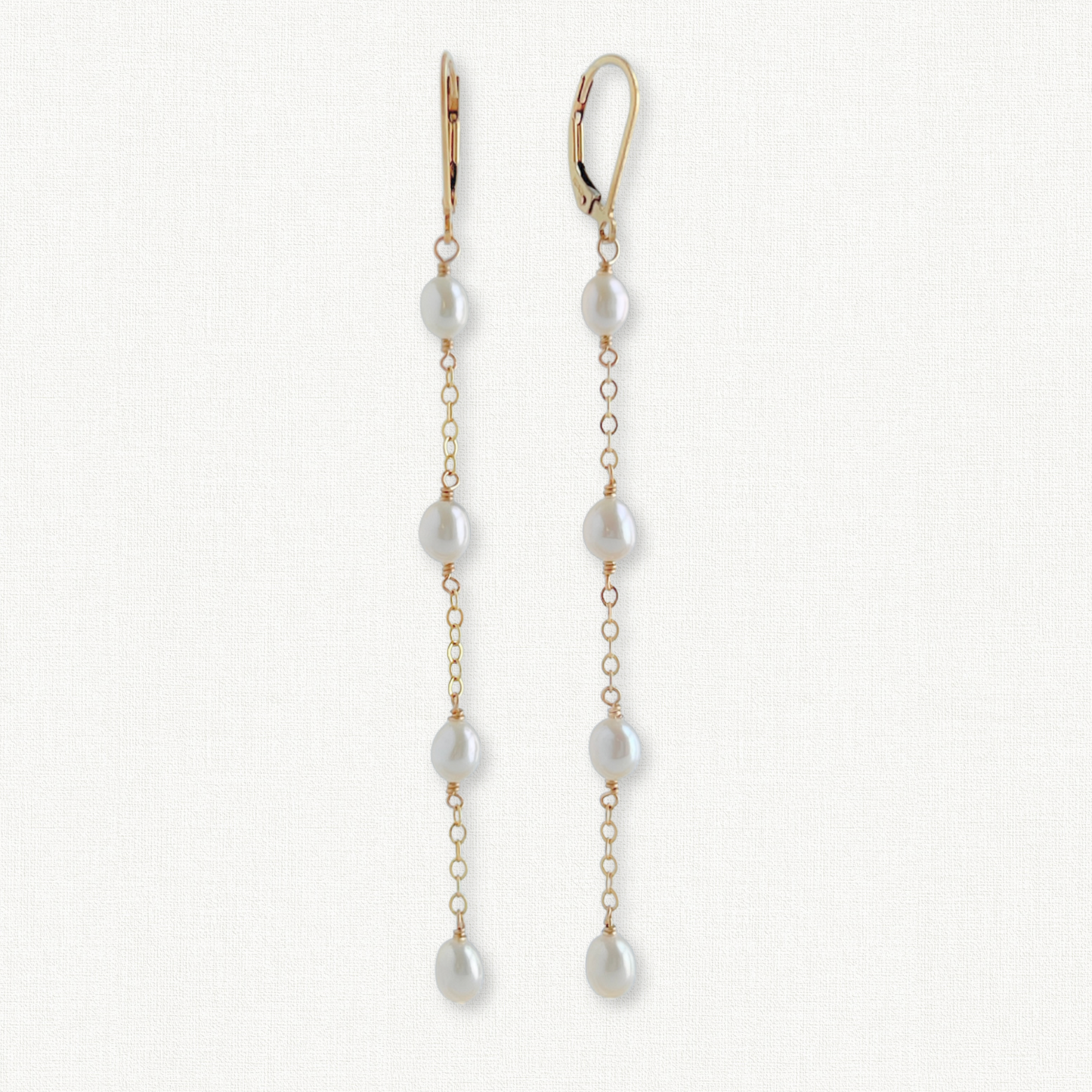 Rosa Lever Back Long Pearl Earrings