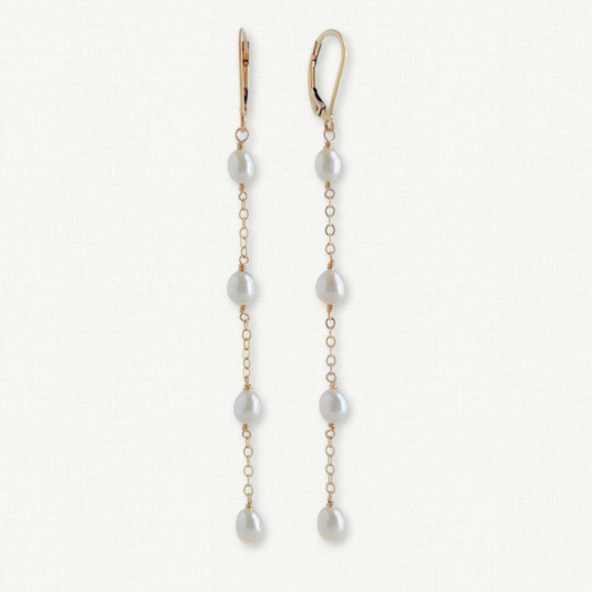 Rosa Lever Back Long Pearl Earrings