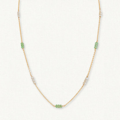 Emerald and Pearl Station Necklace