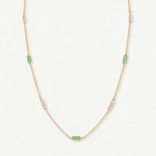 Emerald and Pearl Station Necklace