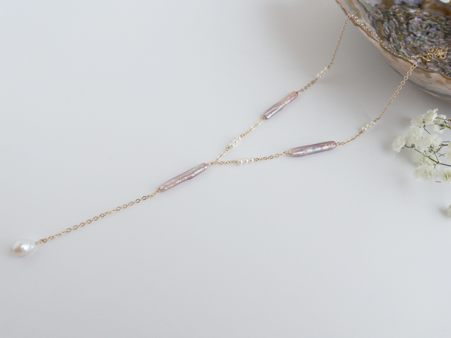 Vivara Pearl Lariat Necklace
