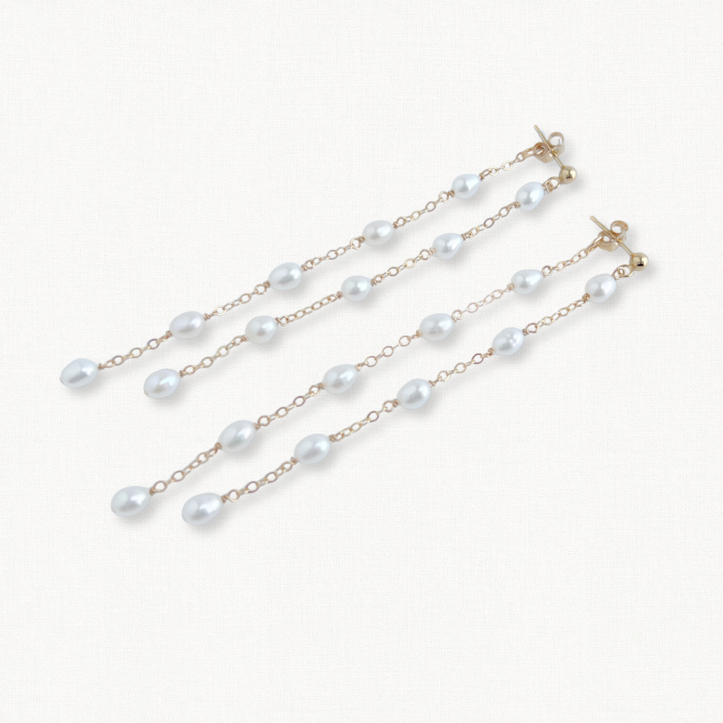 Rosa Long Pearl Dangle Front Back Earrings