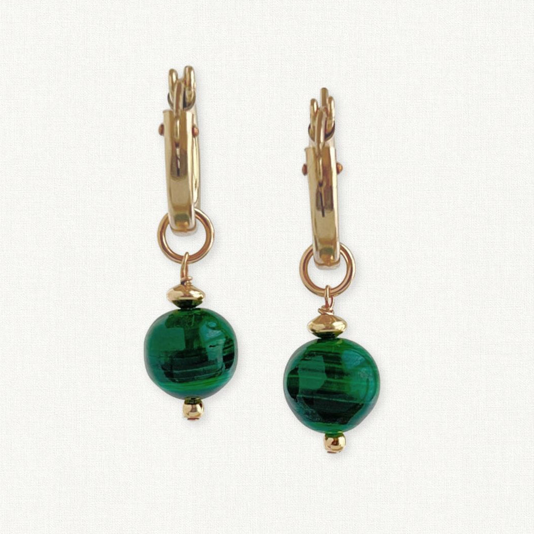 Malachite Huggie Earrings
