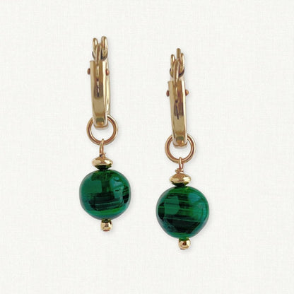 Malachite Huggie Earrings