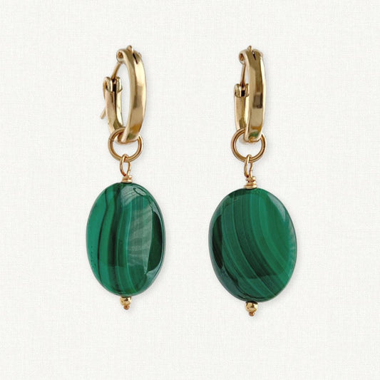 Malachite Huggie Earrings