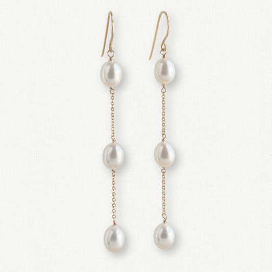 Nicola Long Pearl Earrings
