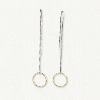 Long Dangle Threader Earrings - Mixed Metal