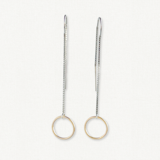 Long Dangle Threader Earrings - Mixed Metal