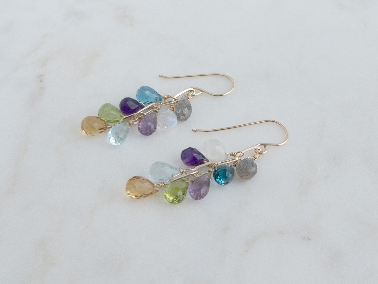 Multi-Gemstone Cascade Earrings
