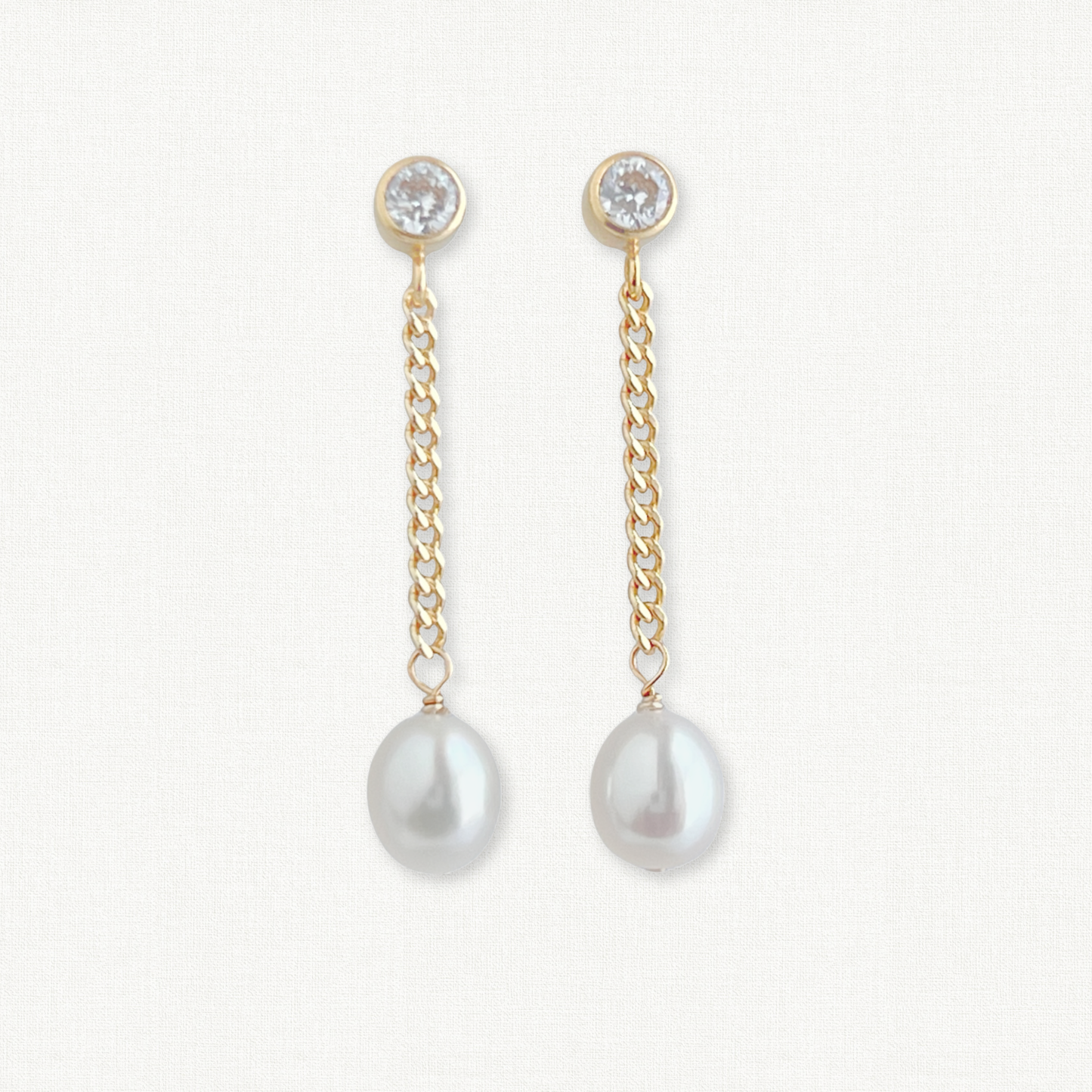 Nicola CZ Pearl Earrings Long